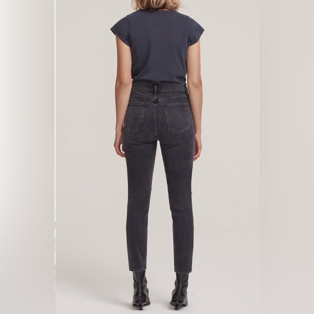 Agolde Nico High Waisted Cassette Distressed Button Fly Black Jeans Size 27 - Picture 5 of 9